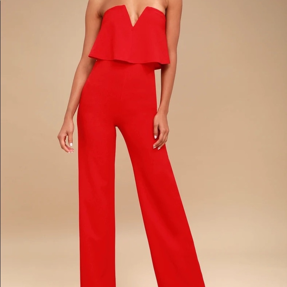 Power of Love Red Strapless Jumpsuit from Lulu’s!